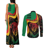 Personalized Legend Reggae Marley Couples Matching Tank Maxi Dress and Long Sleeve Button Shirt Kakau Jawaiian