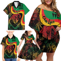 Personalized Legend Reggae Marley Family Matching Off Shoulder Short Dress and Hawaiian Shirt Kakau Jawaiian