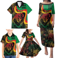 Personalized Legend Reggae Marley Family Matching Puletasi and Hawaiian Shirt Kakau Jawaiian