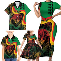 Personalized Legend Reggae Marley Family Matching Short Sleeve Bodycon Dress and Hawaiian Shirt Kakau Jawaiian