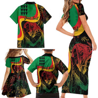 Personalized Legend Reggae Marley Family Matching Short Sleeve Bodycon Dress and Hawaiian Shirt Kakau Jawaiian