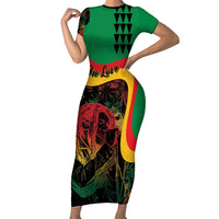 Personalized Legend Reggae Marley Family Matching Short Sleeve Bodycon Dress and Hawaiian Shirt Kakau Jawaiian
