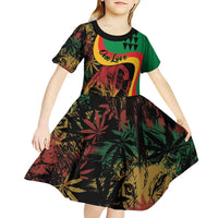Personalized Legend Reggae Marley Kid Short Sleeve Dress Kakau Jawaiian