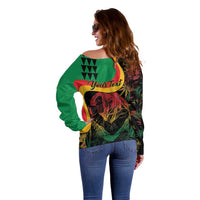 Personalized Legend Reggae Marley Off Shoulder Sweater Kakau Jawaiian