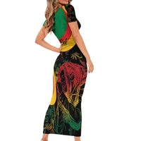 Personalized Legend Reggae Marley Short Sleeve Bodycon Dress Kakau Jawaiian - Wonder Print Shop