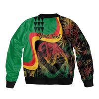 Personalized Legend Reggae Marley Sleeve Zip Bomber Jacket Kakau Jawaiian - Wonder Print Shop