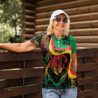 Personalized Legend Reggae Marley Women Polo Shirt Kakau Jawaiian - Wonder Print Shop