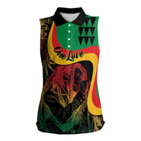 Personalized Legend Reggae Marley Women Sleeveless Polo Shirt Kakau Jawaiian - Wonder Print Shop