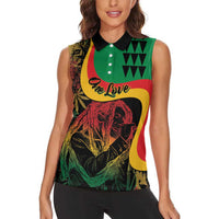 Personalized Legend Reggae Marley Women Sleeveless Polo Shirt Kakau Jawaiian - Wonder Print Shop