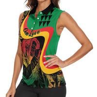 Personalized Legend Reggae Marley Women Sleeveless Polo Shirt Kakau Jawaiian - Wonder Print Shop