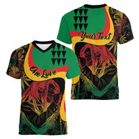 Personalized Legend Reggae Marley Women V-Neck T-Shirt Kakau Jawaiian - Wonder Print Shop