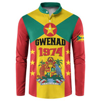 Personalized Gwenad Button Sweatshirt Grenada Coat Of Arms Flag Style