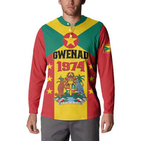 Personalized Gwenad Button Sweatshirt Grenada Coat Of Arms Flag Style