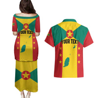 Personalized Gwenad Couples Matching Puletasi and Hawaiian Shirt Grenada Coat Of Arms Flag Style