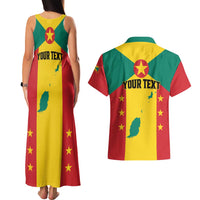 Personalized Gwenad Couples Matching Tank Maxi Dress and Hawaiian Shirt Grenada Coat Of Arms Flag Style