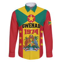Personalized Gwenad Family Matching Mermaid Dress and Hawaiian Shirt Grenada Coat Of Arms Flag Style