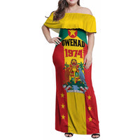 Personalized Gwenad Family Matching Off Shoulder Maxi Dress and Hawaiian Shirt Grenada Coat Of Arms Flag Style
