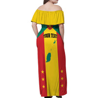 Personalized Gwenad Family Matching Off Shoulder Maxi Dress and Hawaiian Shirt Grenada Coat Of Arms Flag Style