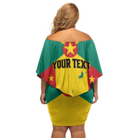 Personalized Gwenad Family Matching Off Shoulder Short Dress and Hawaiian Shirt Grenada Coat Of Arms Flag Style