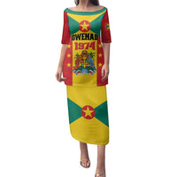 Personalized Gwenad Family Matching Puletasi and Hawaiian Shirt Grenada Coat Of Arms Flag Style