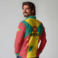 Personalized Gwenad Long Sleeve Polo Shirt Grenada Coat Of Arms Flag Style