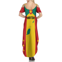 Personalized Gwenad Summer Maxi Dress Grenada Coat Of Arms Flag Style - Wonder Print Shop