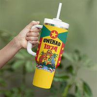 Personalized Gwenad Tumbler With Handle Grenada Coat Of Arms Flag Style - Wonder Print Shop