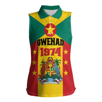 Personalized Gwenad Women Sleeveless Polo Shirt Grenada Coat Of Arms Flag Style - Wonder Print Shop