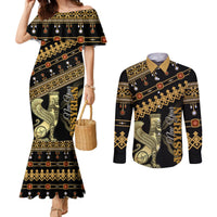 Assyrian New Year Couples Matching Mermaid Dress and Long Sleeve Button Shirt Akitu 6774 Kha B Nissan