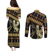 Assyrian New Year Couples Matching Puletasi and Long Sleeve Button Shirt Akitu 6774 Kha B Nissan - Wonder Print Shop