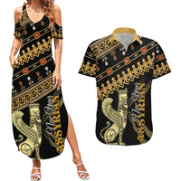 Assyrian New Year Couples Matching Summer Maxi Dress and Hawaiian Shirt Akitu 6774 Kha B Nissan - Wonder Print Shop