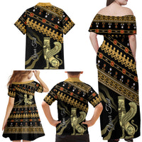 Assyrian New Year Family Matching Off Shoulder Maxi Dress and Hawaiian Shirt Akitu 6774 Kha B Nissan - Wonder Print Shop