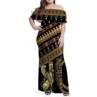 Assyrian New Year Family Matching Off Shoulder Maxi Dress and Hawaiian Shirt Akitu 6774 Kha B Nissan - Wonder Print Shop
