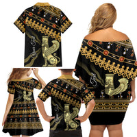 Assyrian New Year Family Matching Off Shoulder Short Dress and Hawaiian Shirt Akitu 6774 Kha B Nissan - Wonder Print Shop