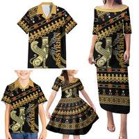 Assyrian New Year Family Matching Puletasi and Hawaiian Shirt Akitu 6774 Kha B Nissan - Wonder Print Shop