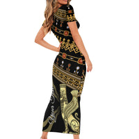 Assyrian New Year Family Matching Short Sleeve Bodycon Dress and Hawaiian Shirt Akitu 6774 Kha B Nissan - Wonder Print Shop