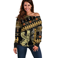Assyrian New Year Off Shoulder Sweater Akitu 6774 Kha B Nissan - Wonder Print Shop