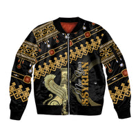 Assyrian New Year Sleeve Zip Bomber Jacket Akitu 6774 Kha B Nissan - Wonder Print Shop