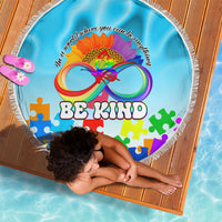 World Autism Awareness Day 2024 Beach Blanket In A World Where You Can Be Anything Be Kind - Wonder Print Shop