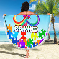 World Autism Awareness Day 2024 Beach Blanket In A World Where You Can Be Anything Be Kind - Wonder Print Shop