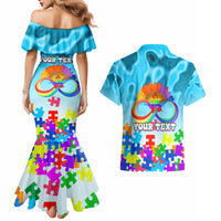 World Autism Awareness Day 2024 Couples Matching Mermaid Dress and Hawaiian Shirt In A World Where You Can Be Anything Be Kind - Wonder Print Shop