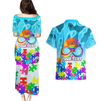 World Autism Awareness Day 2024 Couples Matching Puletasi and Hawaiian Shirt In A World Where You Can Be Anything Be Kind - Wonder Print Shop