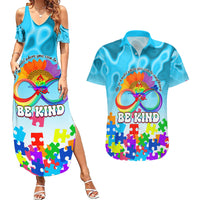 World Autism Awareness Day 2024 Couples Matching Summer Maxi Dress and Hawaiian Shirt In A World Where You Can Be Anything Be Kind - Wonder Print Shop