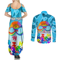 World Autism Awareness Day 2024 Couples Matching Summer Maxi Dress and Long Sleeve Button Shirt In A World Where You Can Be Anything Be Kind - Wonder Print Shop