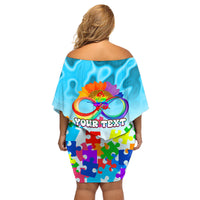 World Autism Awareness Day 2024 Family Matching Off Shoulder Short Dress and Hawaiian Shirt In A World Where You Can Be Anything Be Kind - Wonder Print Shop