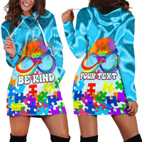 World Autism Awareness Day 2024 Hoodie Dress In A World Where You Can Be Anything Be Kind - Wonder Print Shop