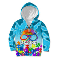 World Autism Awareness Day 2024 Kid Hoodie In A World Where You Can Be Anything Be Kind - Wonder Print Shop