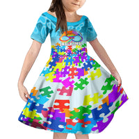 World Autism Awareness Day 2024 Kid Short Sleeve Dress In A World Where You Can Be Anything Be Kind - Wonder Print Shop