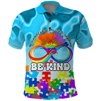 World Autism Awareness Day 2024 Polo Shirt In A World Where You Can Be Anything Be Kind - Wonder Print Shop