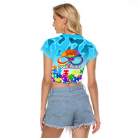 World Autism Awareness Day 2024 Raglan Cropped T Shirt In A World Where You Can Be Anything Be Kind - Wonder Print Shop